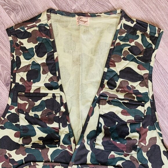 Vintage Camo Shooting Hunting Vest Men’s S Pockets Pouch Duck Bay Button Up 80s - Picture 2 of 16